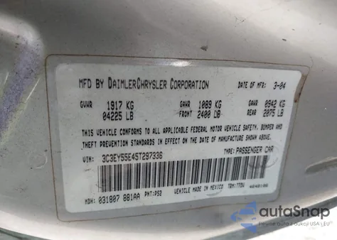 2005 Chrysler Pt Cruiser Touring from USA, damaged, VIN 3C3EY55E45T297336